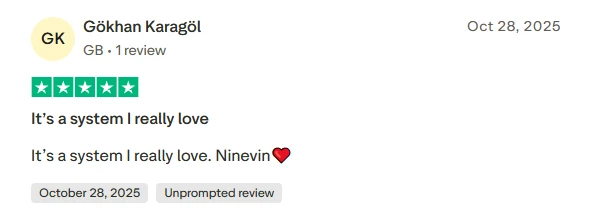 Screenshot of a player review expressing appreciation for the system